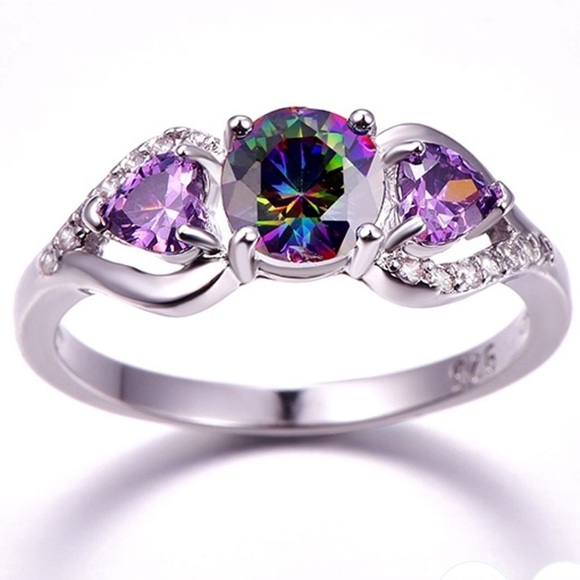 LAST ONE‼️ 925 Sterling Silver Amethyst Topaz Ring - Picture 2 of 7